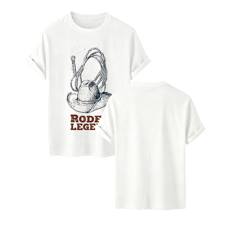 T-shirt western imprimé chapeau de cowboy et lasso, légende du rodéo - Blanc - 2XL - image 8