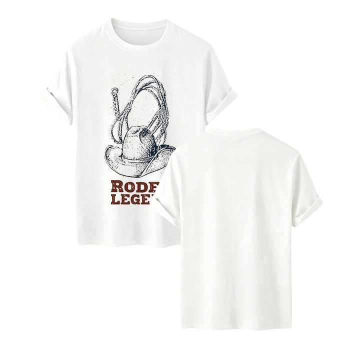 T-shirt western imprimé chapeau de cowboy et lasso, légende du rodéo - Blanc - 2XL - image 8