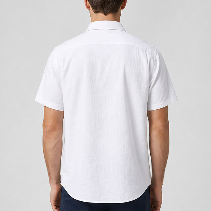 Chemises homme en pur coton uni, décontractées pour le bureau, couleur unie - image 3