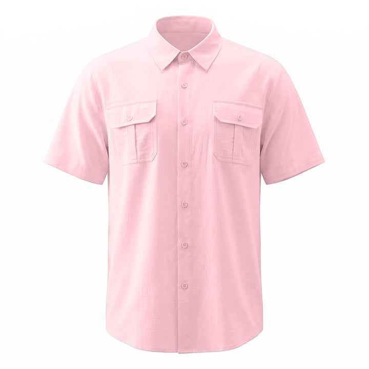 Chemises homme en pur coton uni, décontractées pour le bureau, couleur unie - image 16