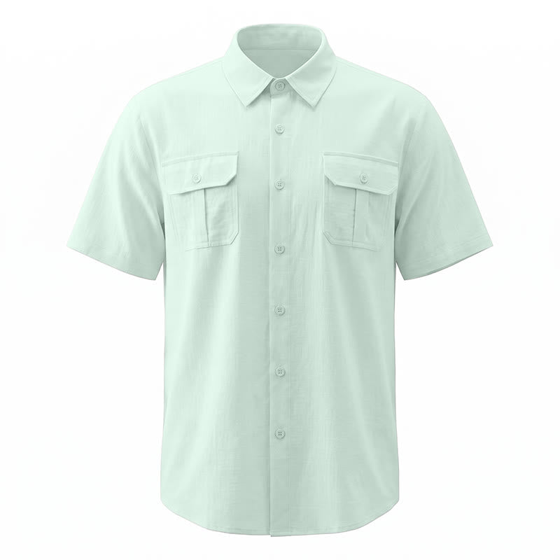 Chemises homme en pur coton uni, décontractées pour le bureau, couleur unie - image 15