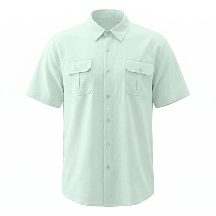 Chemises homme en pur coton uni, décontractées pour le bureau, couleur unie - image 15