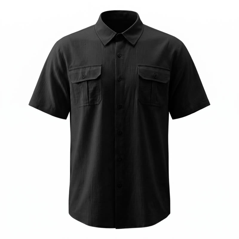 Chemises homme en pur coton uni, décontractées pour le bureau, couleur unie - image 14