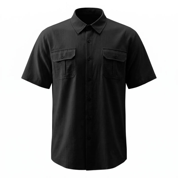 Chemises homme en pur coton uni, décontractées pour le bureau, couleur unie - image 14