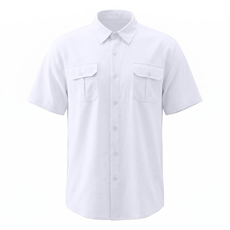 Chemises homme en pur coton uni, décontractées pour le bureau, couleur unie - image 12