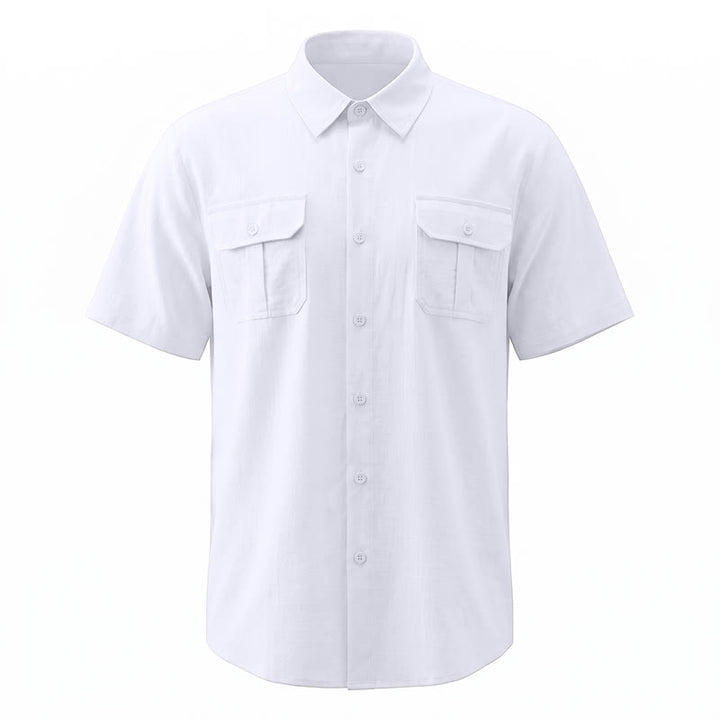 Chemises homme en pur coton uni, décontractées pour le bureau, couleur unie - image 12