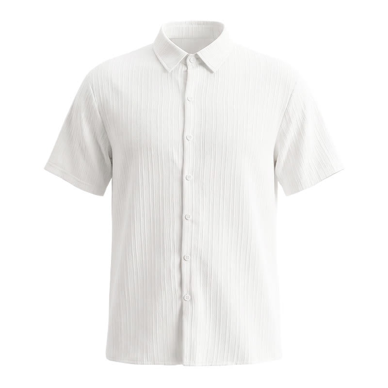 Chemise décontractée en jacquard rayé coton et lin pour homme - image 4