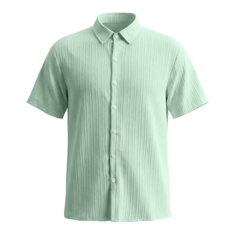 Chemise décontractée en jacquard rayé coton et lin pour homme - image 31