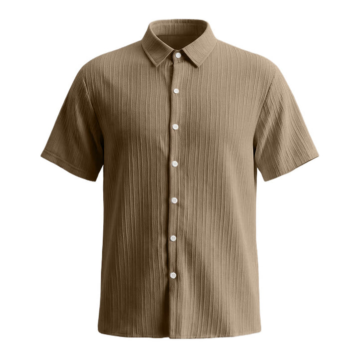 Chemise décontractée en jacquard rayé coton et lin pour homme - image 35