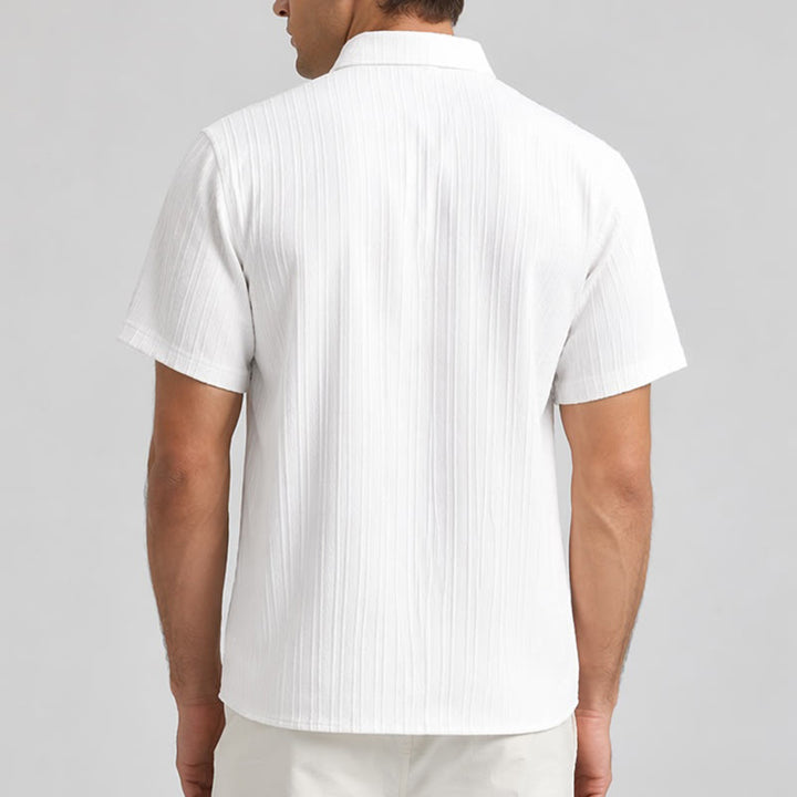 Chemise décontractée en jacquard rayé coton et lin pour homme - image 3