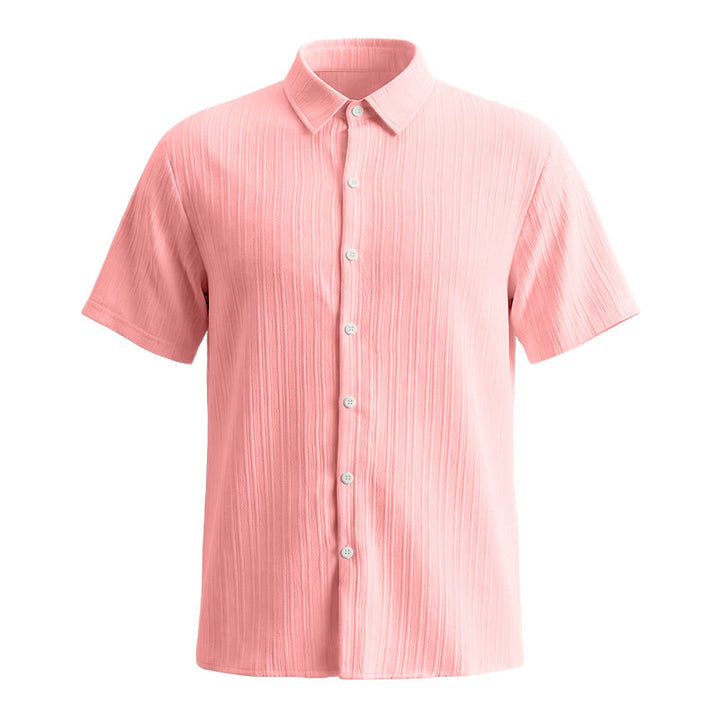 Chemise décontractée en jacquard rayé coton et lin pour homme - image 37