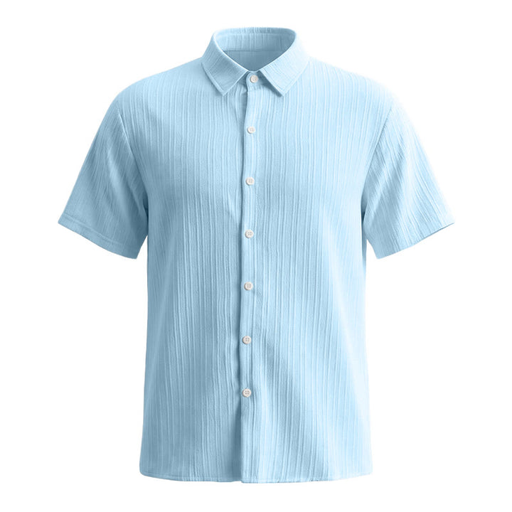 Chemise décontractée en jacquard rayé coton et lin pour homme - image 33