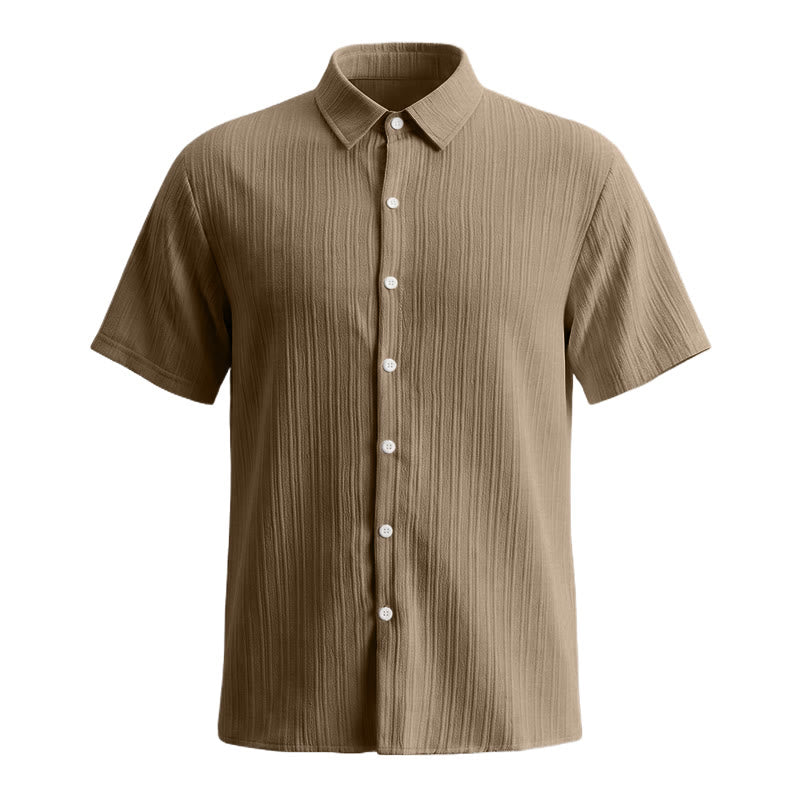 Chemise décontractée en jacquard rayé coton et lin pour homme - image 35