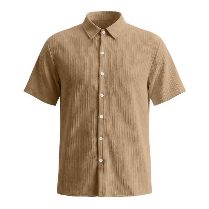Chemise décontractée en jacquard rayé coton et lin pour homme - image 38