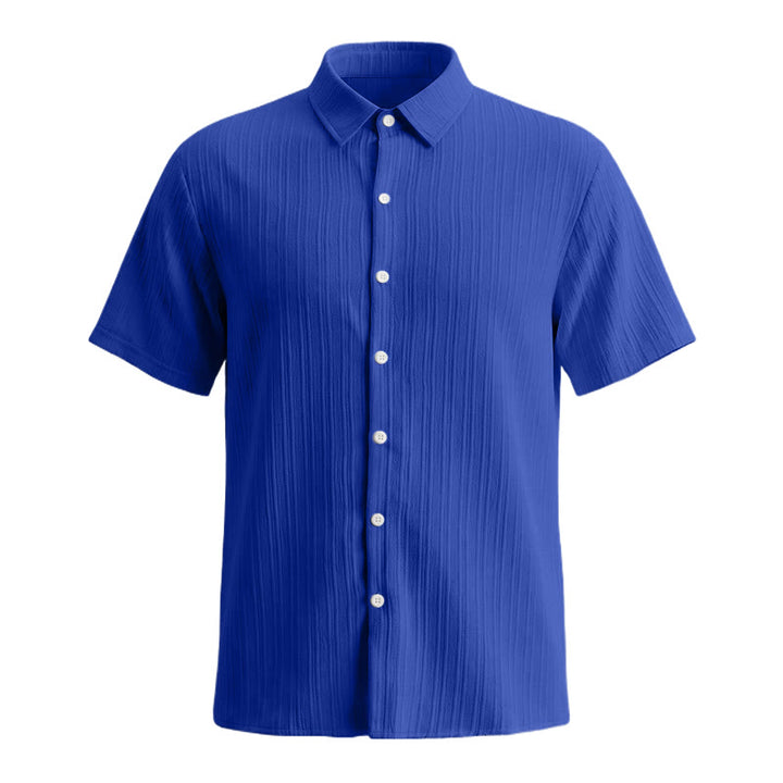 Chemise décontractée en jacquard rayé coton et lin pour homme - image 34