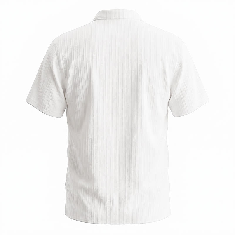Chemise décontractée en jacquard rayé coton et lin pour homme - image 5