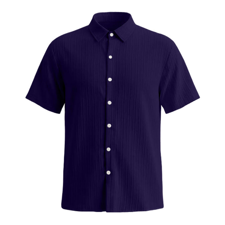 Chemise décontractée en jacquard rayé coton et lin pour homme - image 25