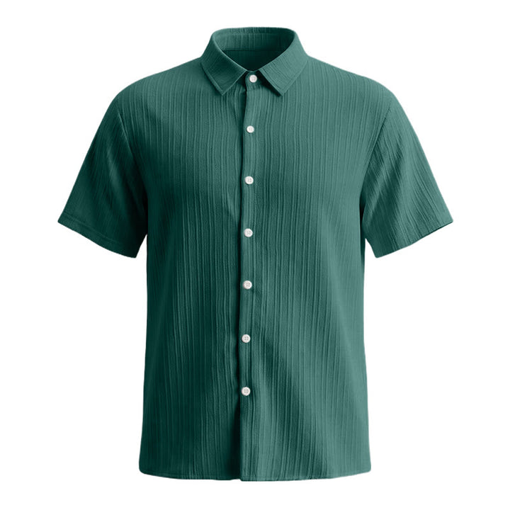 Chemise décontractée en jacquard rayé coton et lin pour homme - image 32