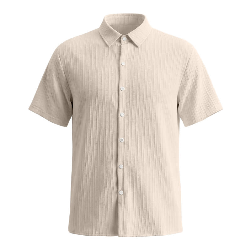 Chemise décontractée en jacquard rayé coton et lin pour homme - image 36