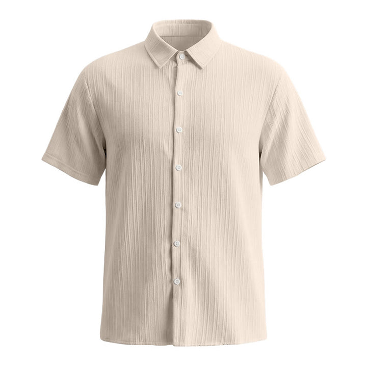 Chemise décontractée en jacquard rayé coton et lin pour homme - image 36