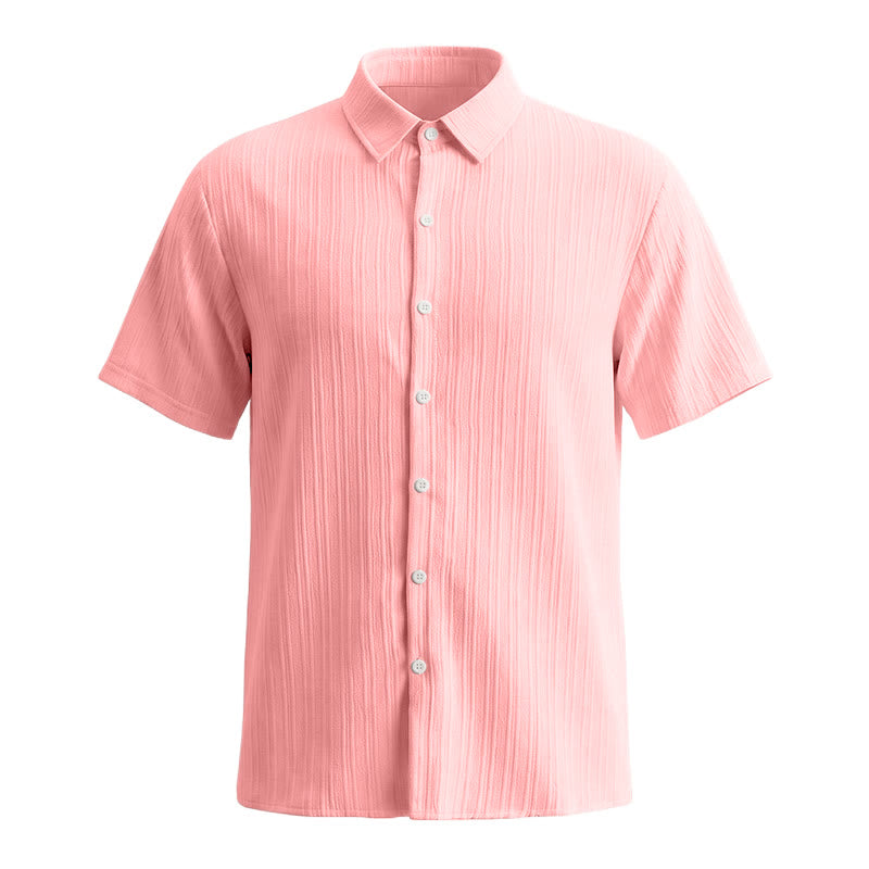 Chemise décontractée en jacquard rayé coton et lin pour homme - image 37