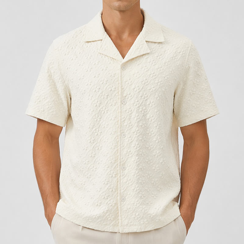 Chemise légère décontractée pour homme, col cubain, en polyester - image 1