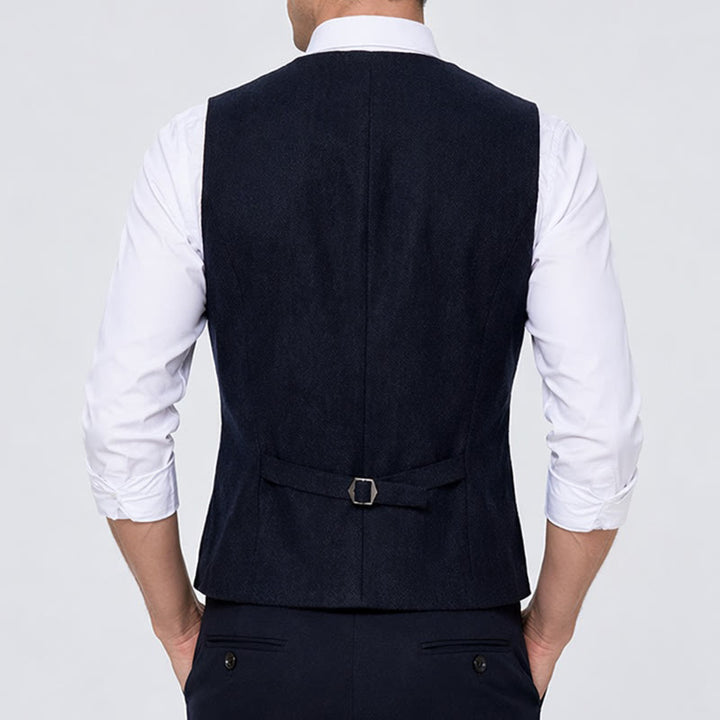 Gilet de costume infroissable à chevrons style vintage américain pour homme - image 3