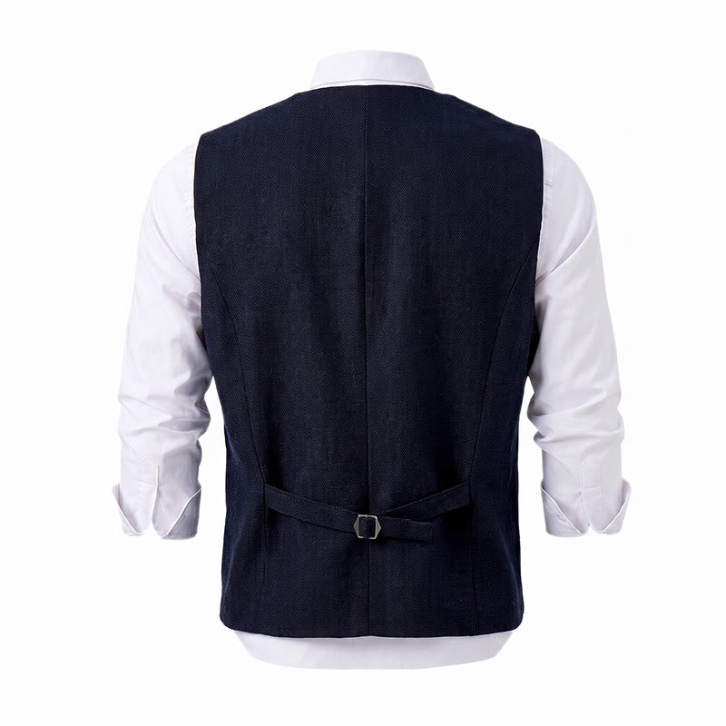 Gilet de costume infroissable à chevrons style vintage américain pour homme - image 24