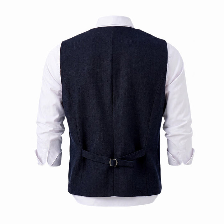 Gilet de costume infroissable à chevrons style vintage américain pour homme - image 24