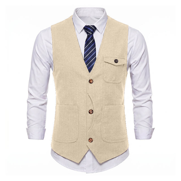 Gilet de costume infroissable à chevrons style vintage américain pour homme - image 31