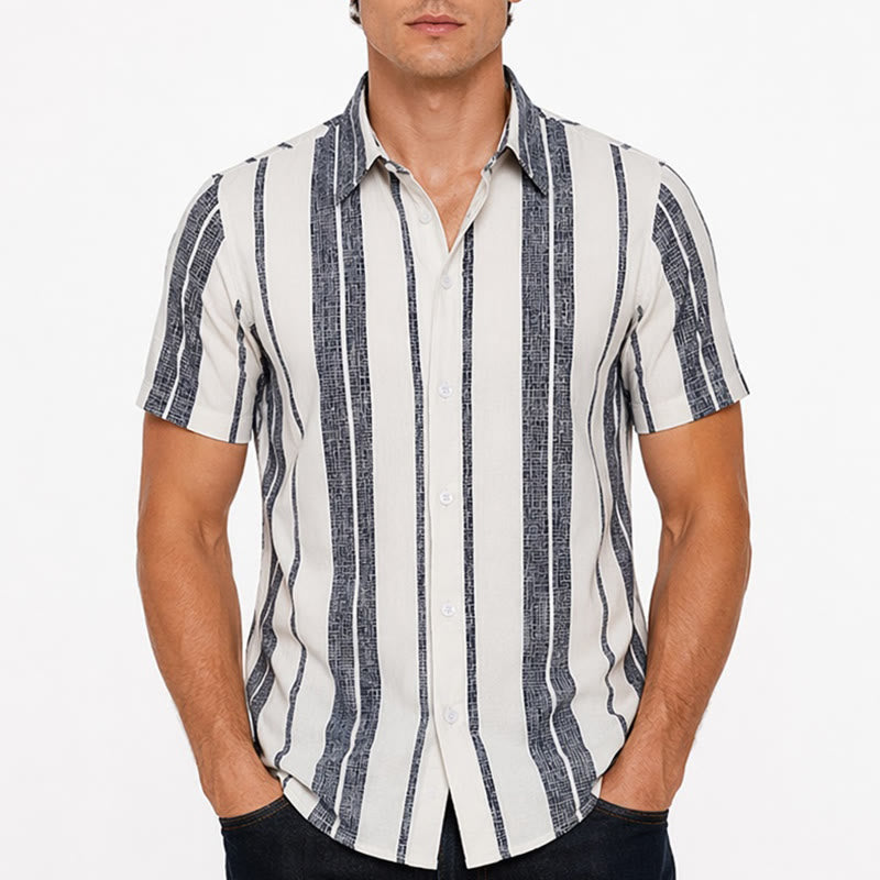 Chemise en lin rayée décontractée d'été pour la plage et les vacances tropicales - image 1