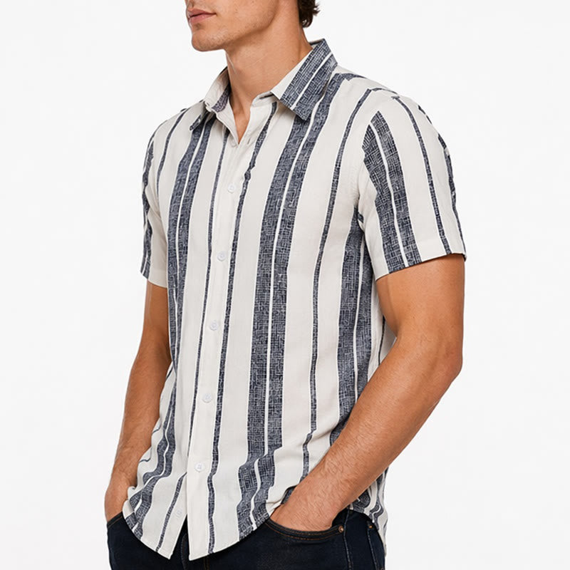Chemise en lin rayée décontractée d'été pour la plage et les vacances tropicales - image 3