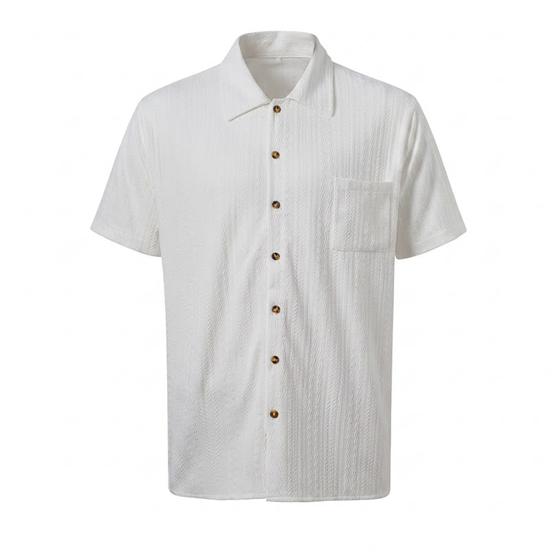 Chemise blanche texturée en jacquard tissé, idéale pour les vacances - image 10