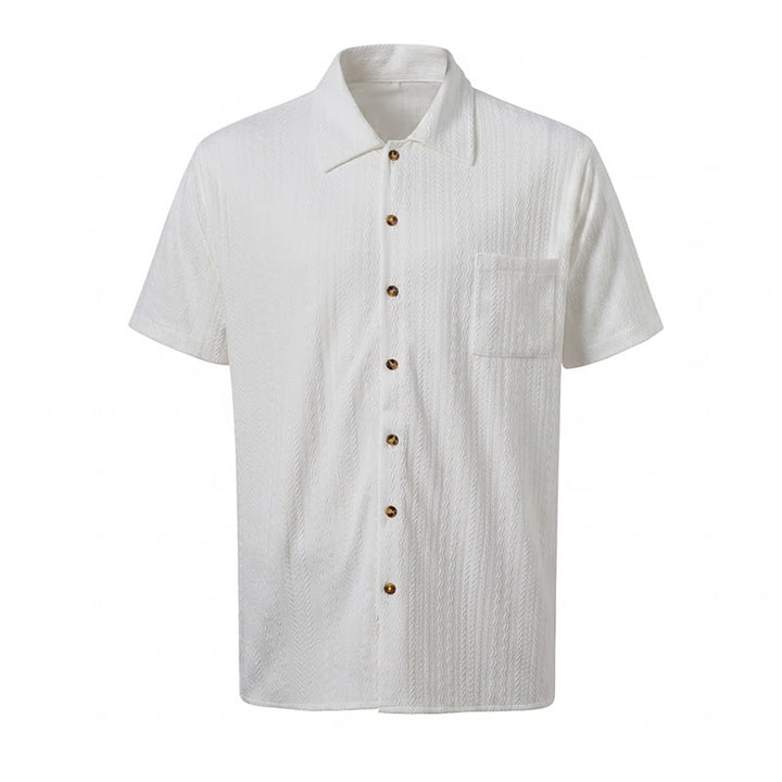 Chemise blanche texturée en jacquard tissé, idéale pour les vacances - image 10