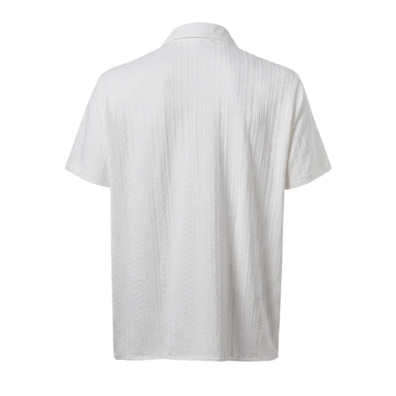 Chemise blanche texturée en jacquard tissé, idéale pour les vacances - image 11