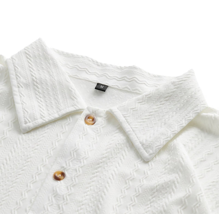 Chemise blanche texturée en jacquard tissé, idéale pour les vacances - image 4