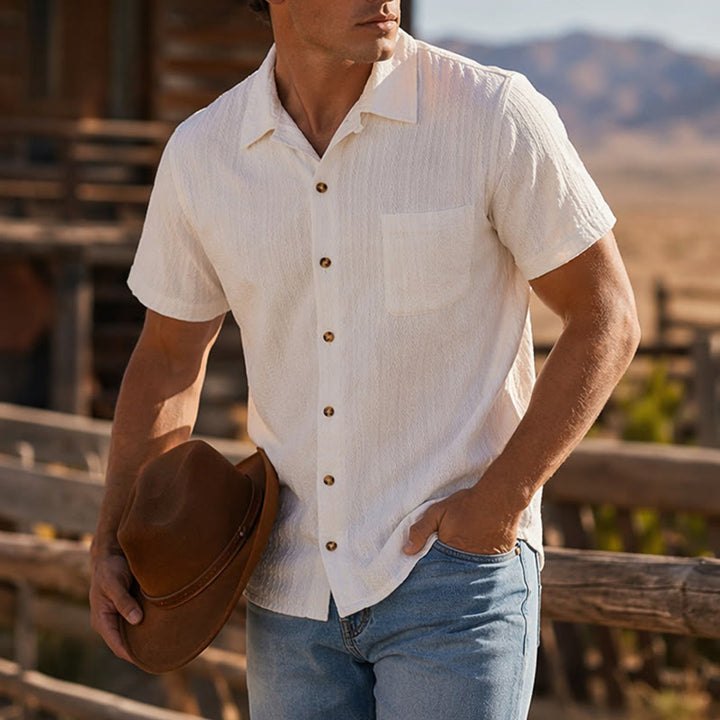 Chemise blanche texturée en jacquard tissé, idéale pour les vacances - Blanc - 2XL - image 0