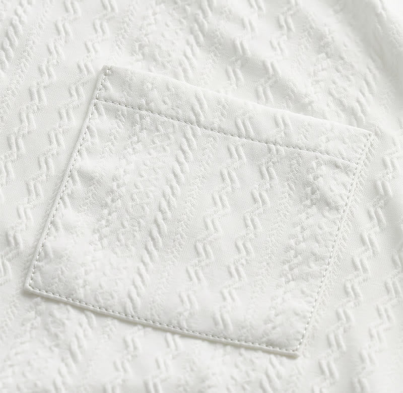 Chemise blanche texturée en jacquard tissé, idéale pour les vacances - image 6