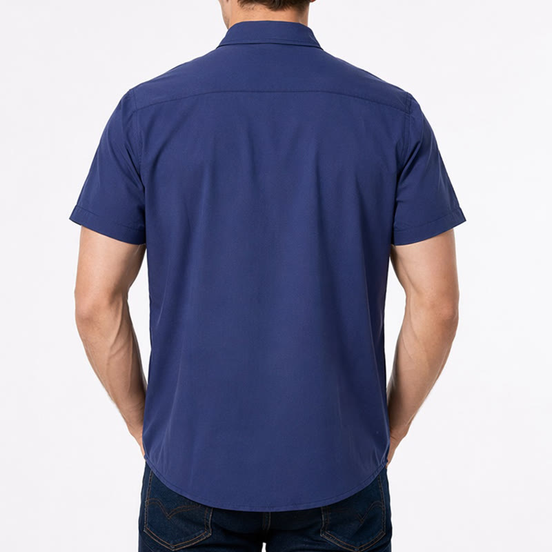 Chemise en coton tendance pour homme, à bordures contrastées bicolores. - image 2