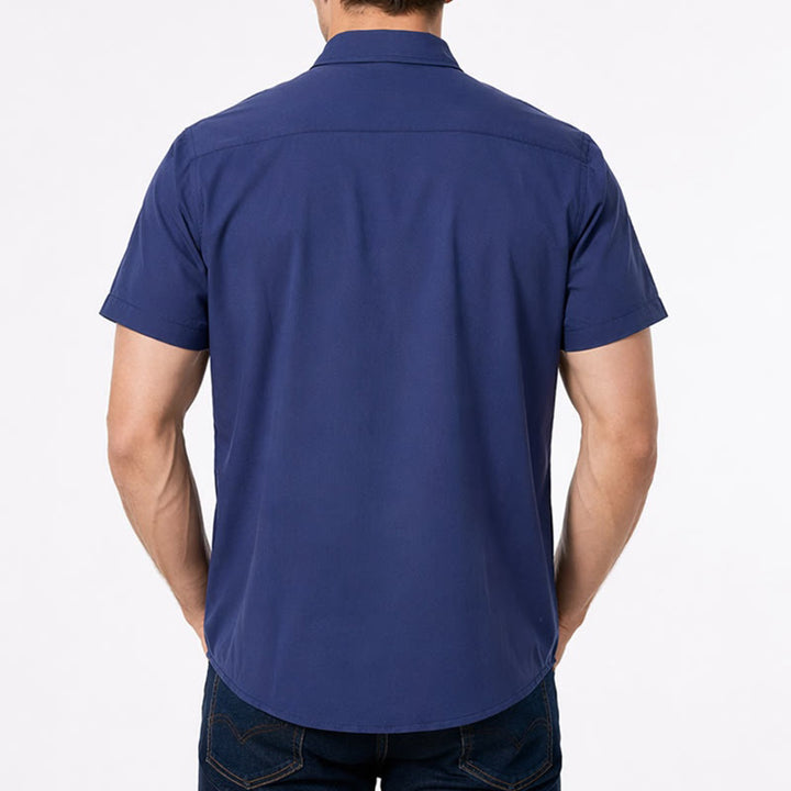 Chemise en coton tendance pour homme, à bordures contrastées bicolores. - image 2