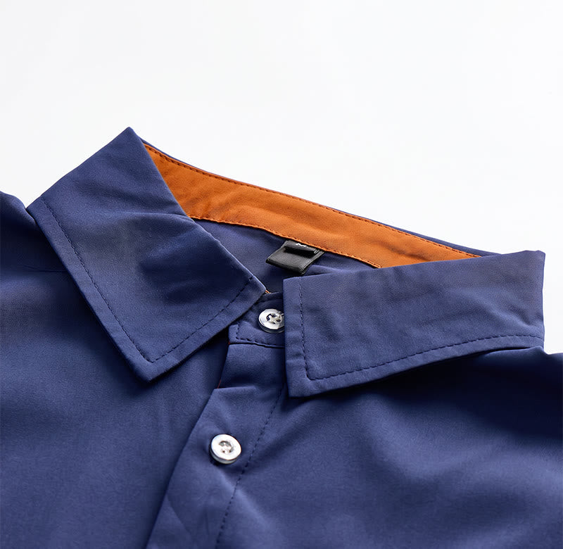 Chemise en coton tendance pour homme, à bordures contrastées bicolores. - image 7