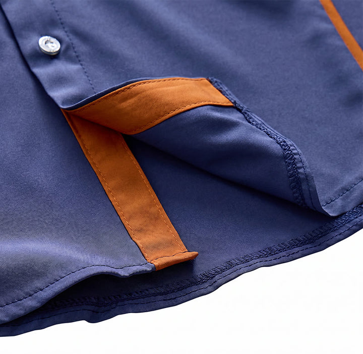Chemise en coton tendance pour homme, à bordures contrastées bicolores. - image 10