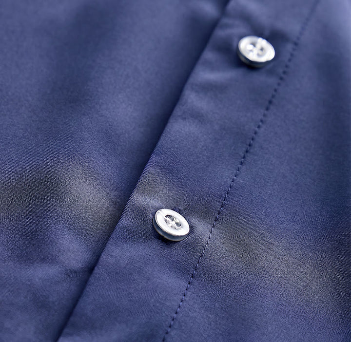 Chemise en coton tendance pour homme, à bordures contrastées bicolores. - image 9