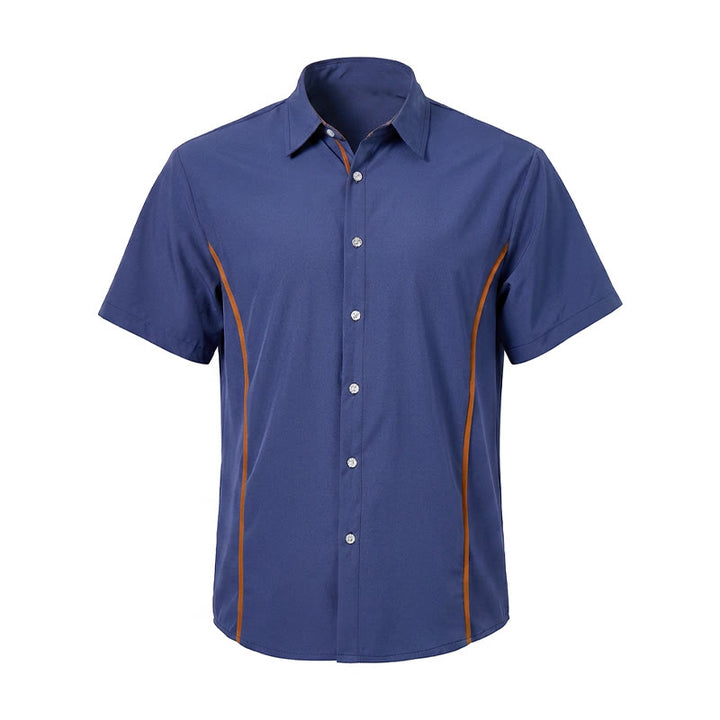 Chemise en coton tendance pour homme, à bordures contrastées bicolores. - image 12