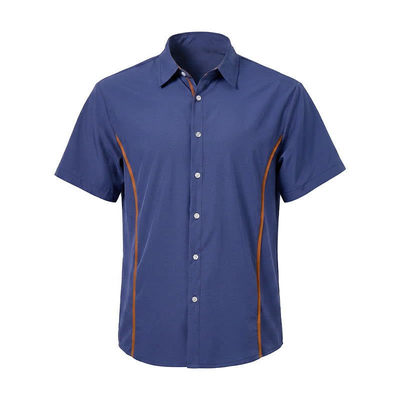 Chemise en coton tendance pour homme, à bordures contrastées bicolores. - image 12