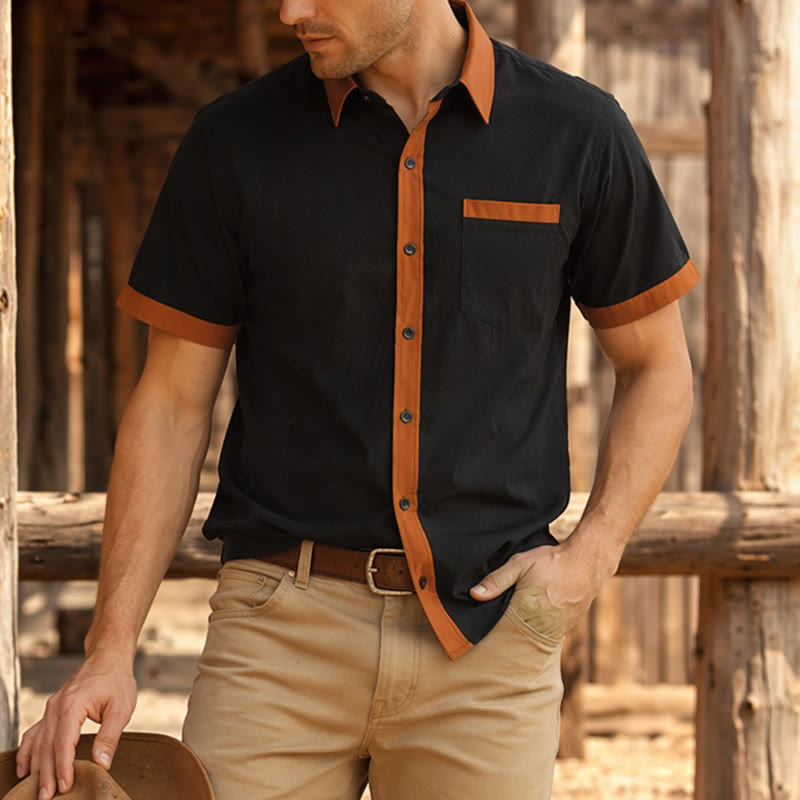 Chemise d'été pour homme, style bodybuilder, avec bordure orange contrastée - image 10