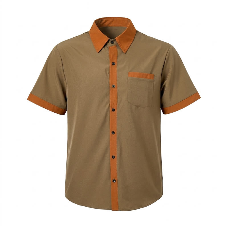 Chemise d'été pour homme, style bodybuilder, avec bordure orange contrastée - image 5