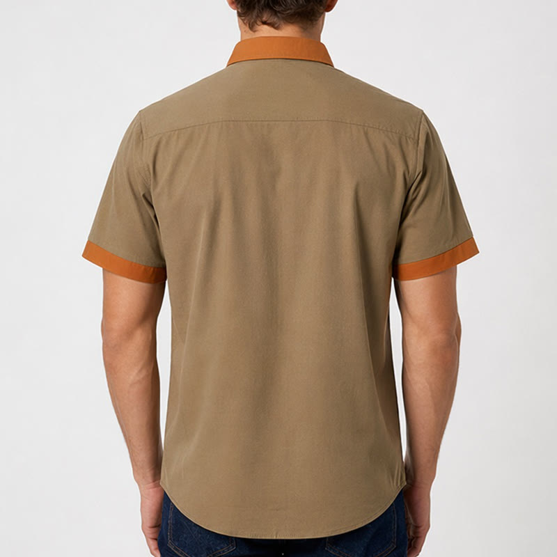 Chemise d'été pour homme, style bodybuilder, avec bordure orange contrastée - image 2