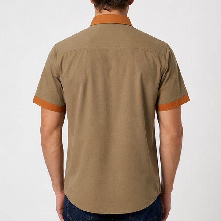 Chemise d'été pour homme, style bodybuilder, avec bordure orange contrastée - image 2