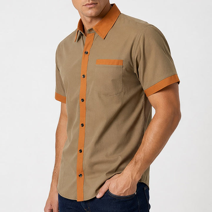 Chemise d'été pour homme, style bodybuilder, avec bordure orange contrastée - image 3
